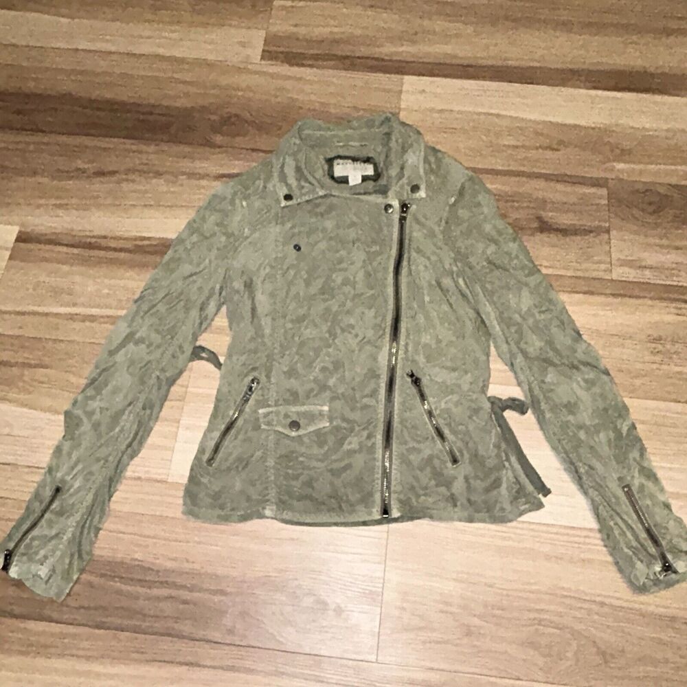 Marrakech Ryder anthropologie Olive Green stretch moto jacket - Size XS
